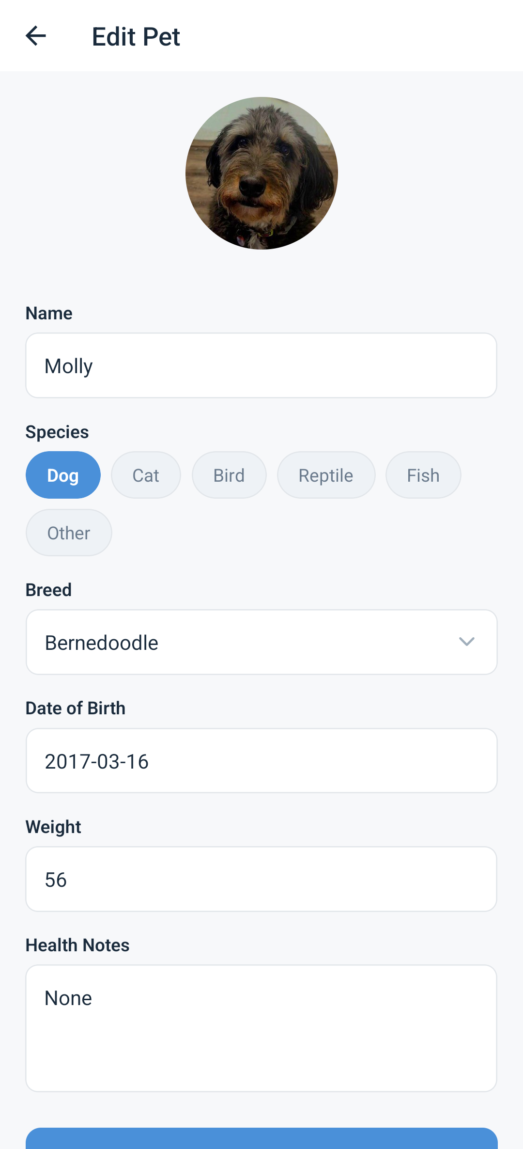 VetMed Tracker - My Pets screen